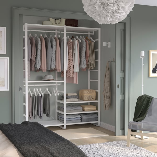 ELVARLI wardrobe combination, white, 165x55x216 cm