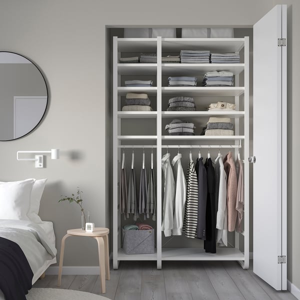 ELVARLI wardrobe combination, white, 125x55x216 cm