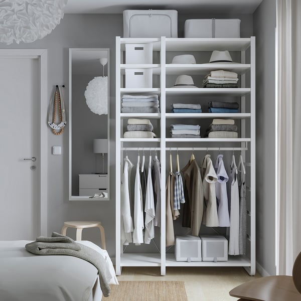 ELVARLI wardrobe combination, white, 125x55x216 cm