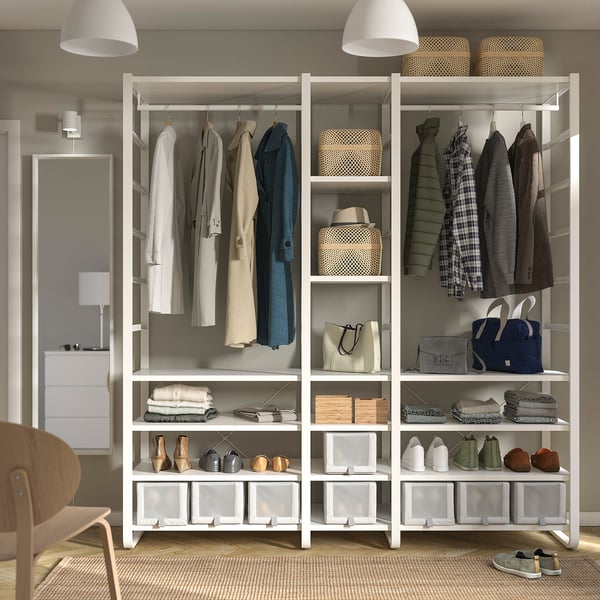 ELVARLI - ELVARLI Wardrobe combination, white, 205x55x216 cm