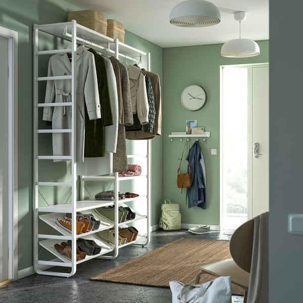 ELVARLI - Wardrobe combination, white, 165x40x216 cm