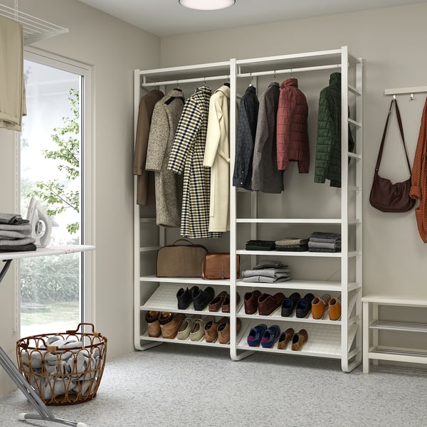 ELVARLI wardrobe combination, white, 165x40x216 cm