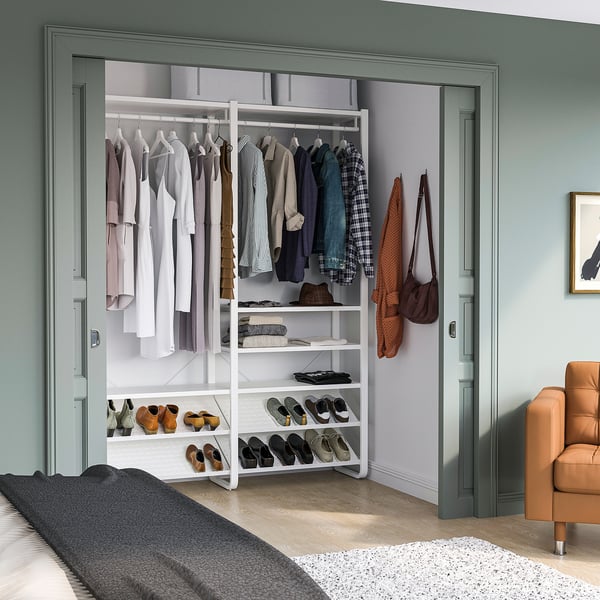 ELVARLI - Wardrobe combination, white, 165x40x216 cm