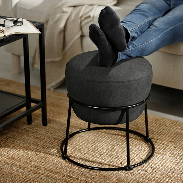 EMMISLÖV pouffe, Vissle dark grey, 42 cm