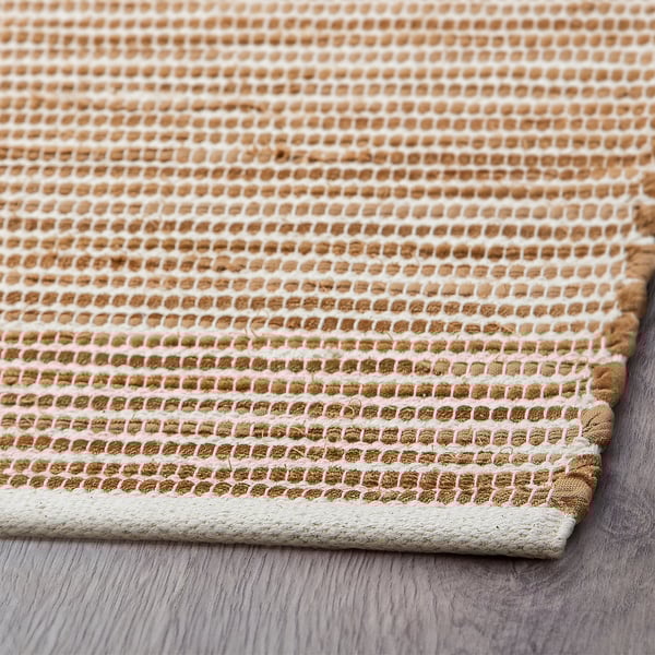ENERGIKÄLLA carpet, flat weave, light brown, 60x90 cm