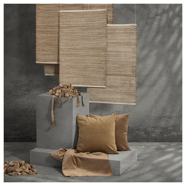 ENERGIKÄLLA rug, flatwoven, light brown, 60x90 cm