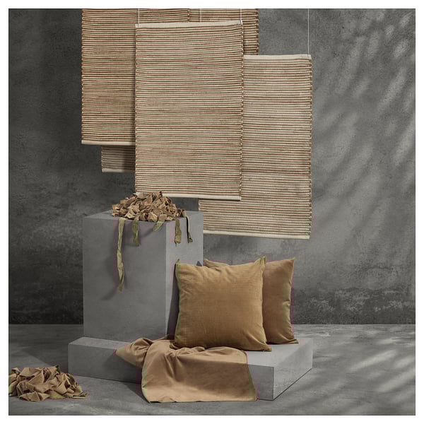 ENERGIKÄLLA carpet, flat weave, light brown, 60x90 cm