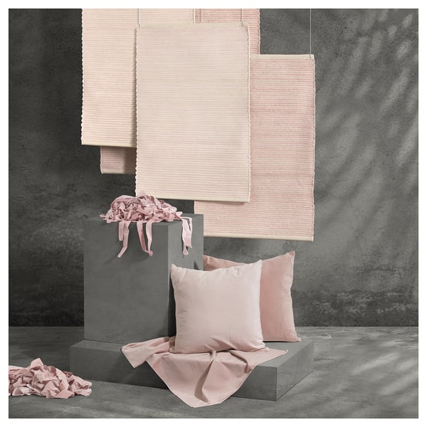 ENERGIKÄLLA carpet, flat weave, light pink, 60x90 cm