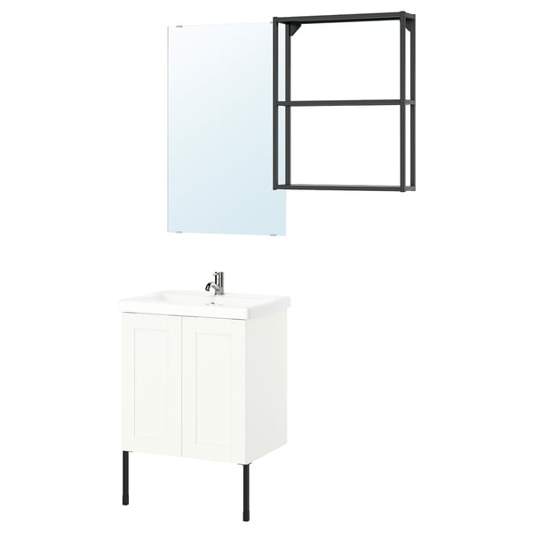 ENHET - Bathroom, anthracite/white frame,64x43x87 cm