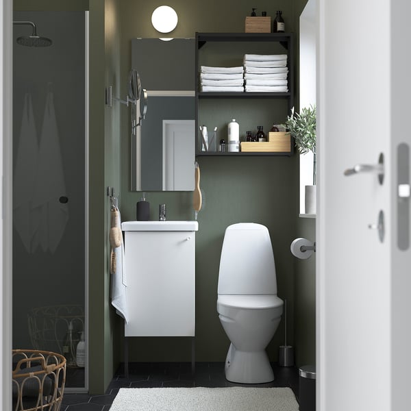 ENHET bathroom, anthracite/white, 44x43x87 cm