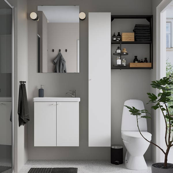 ENHET bathroom, anthracite/white, 64x33x65 cm