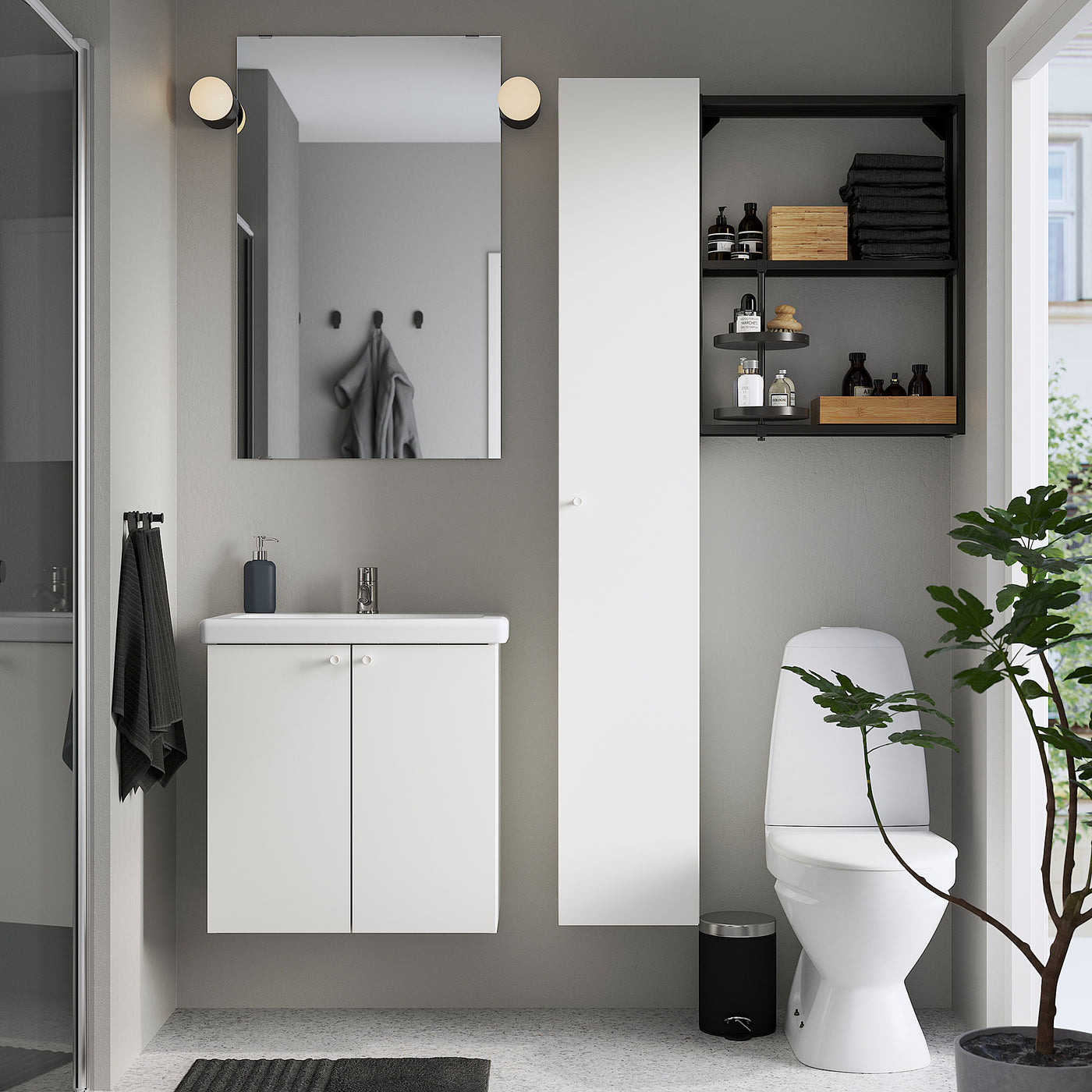 ENHET bathroom, anthracite/white, 64x43x65 cm