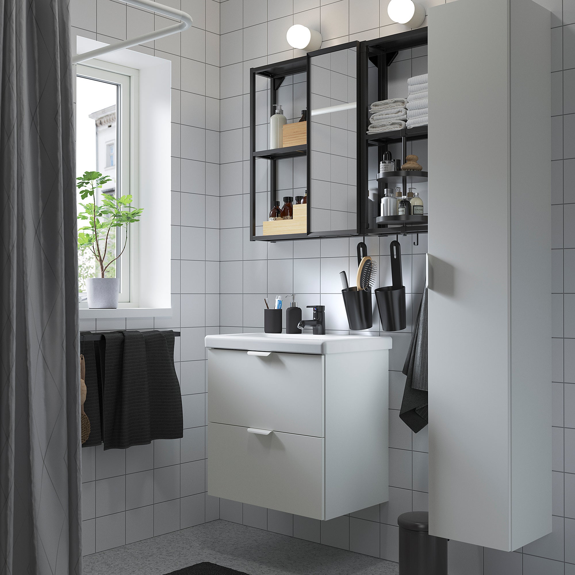 ENHET bathroom, anthracite/white, 64x43x65 cm