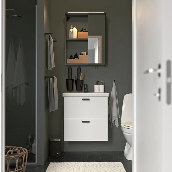 ENHET bathroom, anthracite/white, 64x43x65 cm