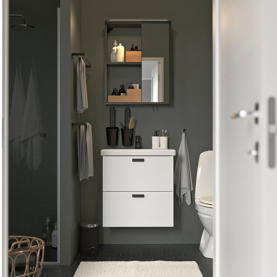 ENHET bathroom, anthracite/white, 64x43x65 cm