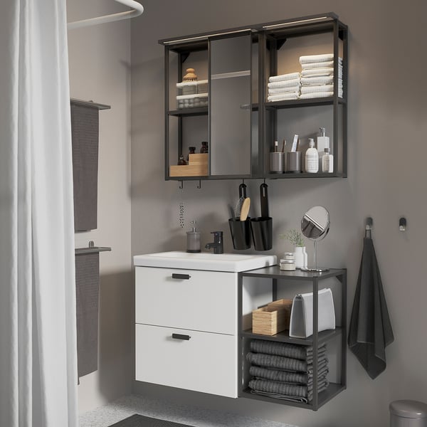 ENHET bathroom, anthracite/white, 102x43x65 cm