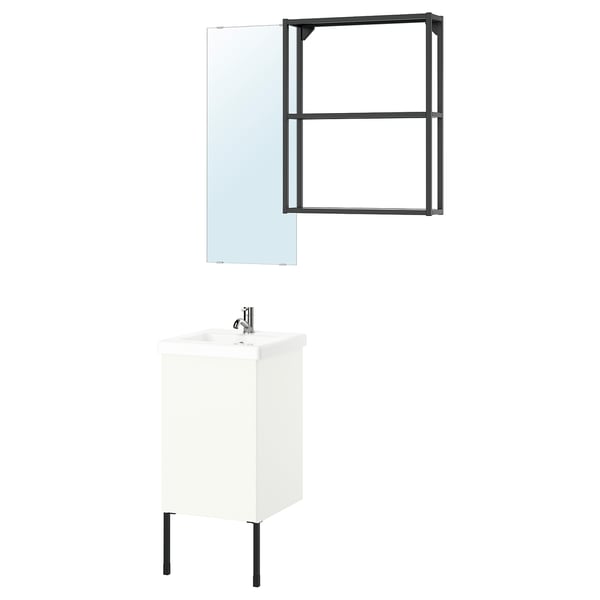 ENHET bathroom, anthracite/white, 44x43x87 cm
