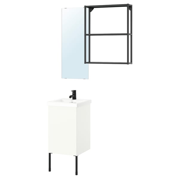 ENHET bathroom, anthracite/white, 44x43x87 cm