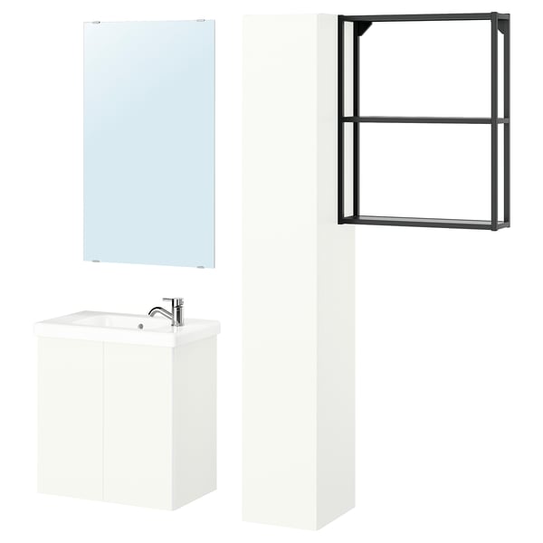 ENHET bathroom, anthracite/white, 64x33x65 cm