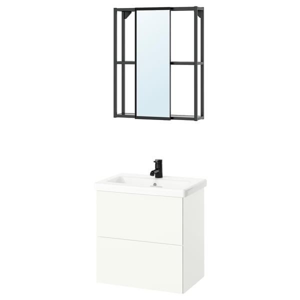 ENHET bathroom, anthracite/white, 64x43x65 cm