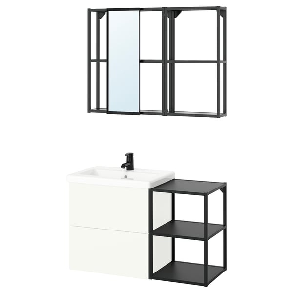 ENHET bathroom, anthracite/white, 102x43x65 cm
