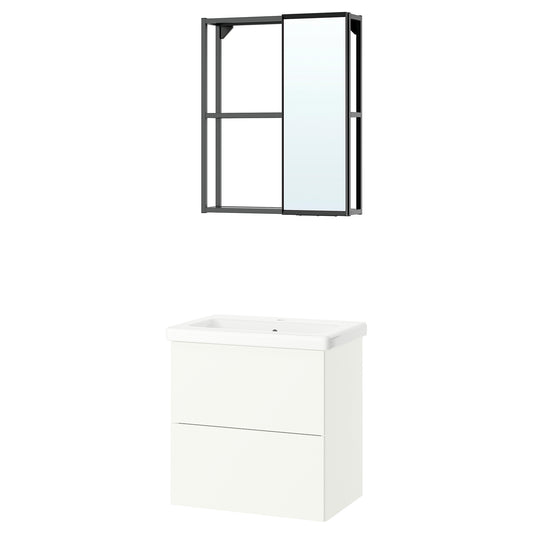 ENHET bathroom, anthracite/white, 64x43x65 cm
