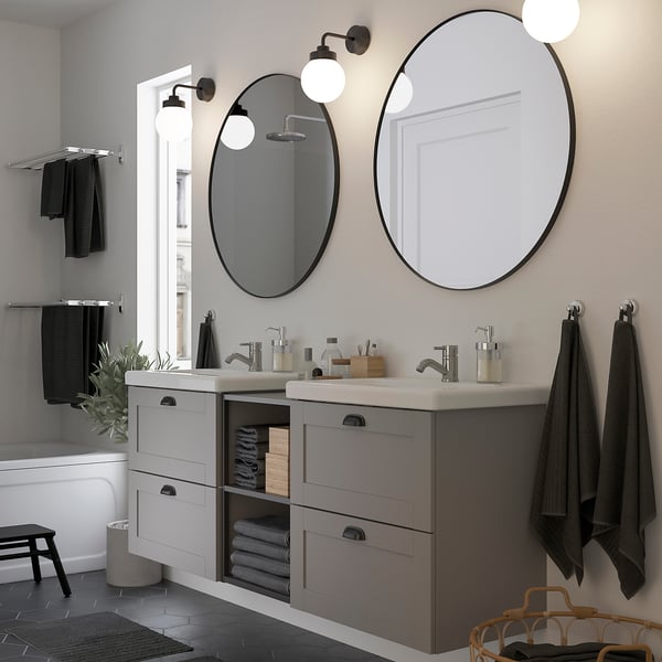 ENHET - Bathroom, anthracite/grey frame,164x43x65 cm