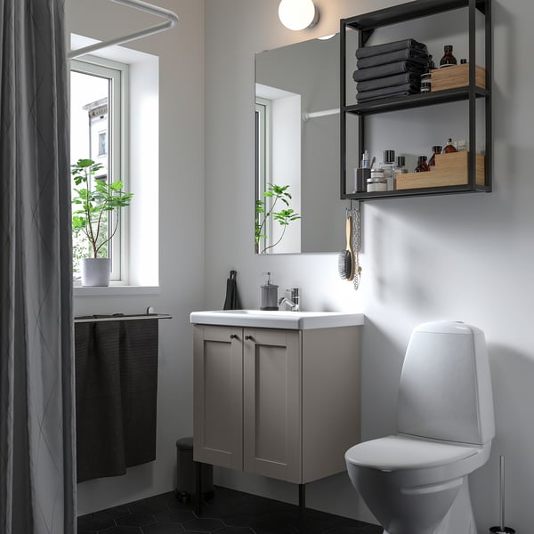 ENHET - Bathroom, anthracite/grey frame,64x43x87 cm