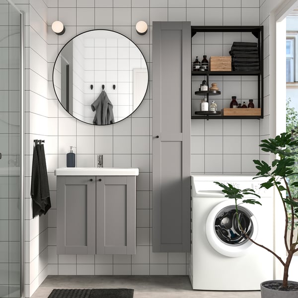 ENHET - Bathroom, anthracite/grey frame,64x43x65 cm