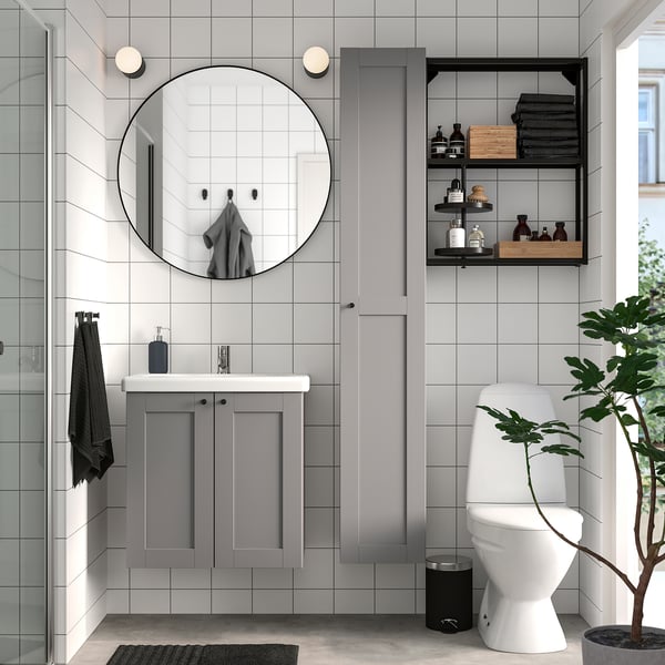 ENHET - Bathroom, anthracite/grey frame,64x43x65 cm