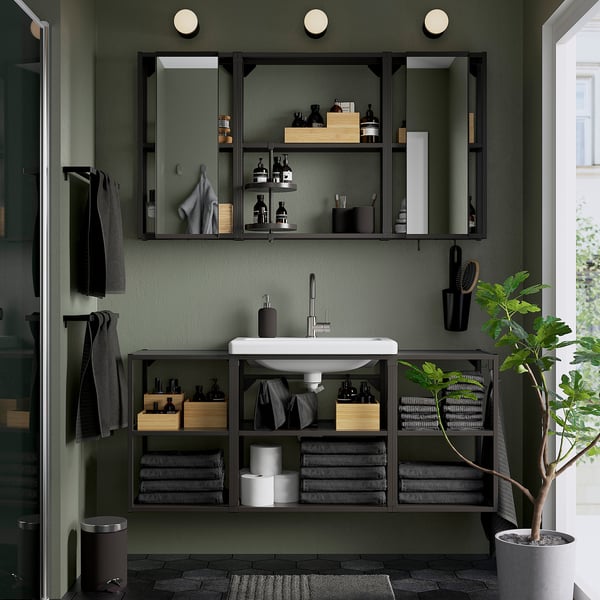 ENHET bathroom, anthracite, 140x43x65 cm