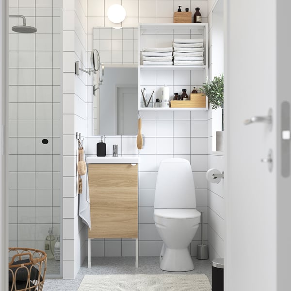 ENHET - Bathroom, white/oak effect,44x43x87 cm