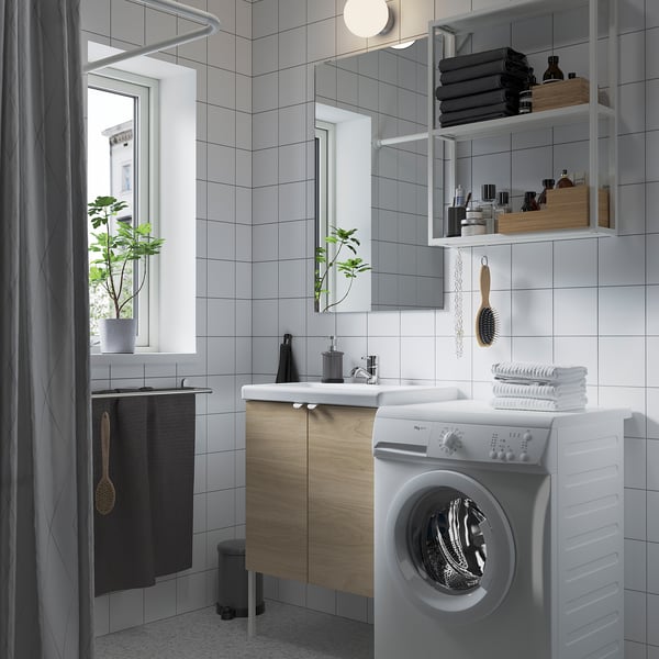 ENHET - Bathroom, white/oak effect,64x43x87 cm