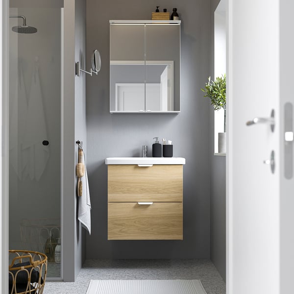 ENHET - Bathroom, oak effect,64x43x65 cm