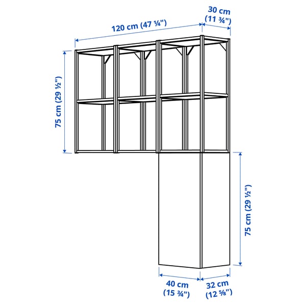 ENHET - Storage combination, anthracite/white frame, 120x32x150 cm