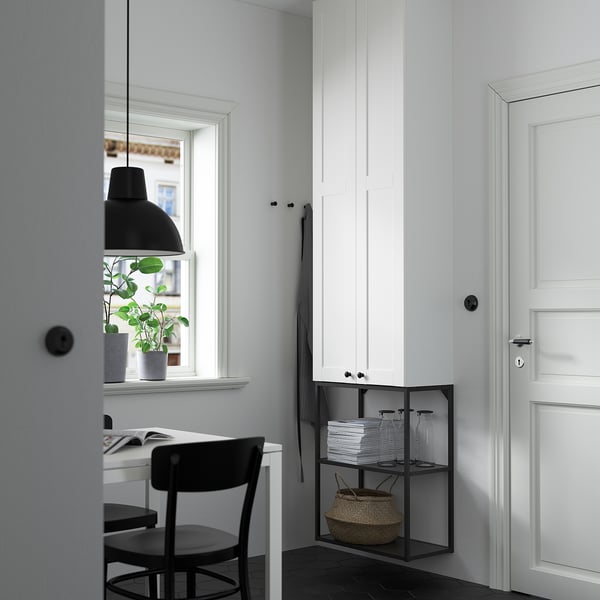 ENHET storage combination, anthracite/white frame