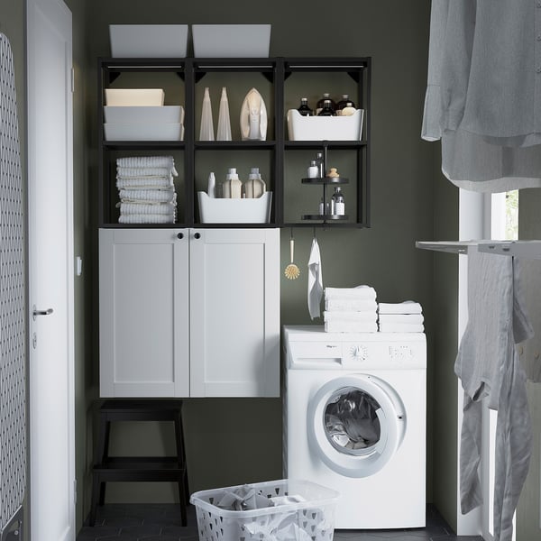 ENHET - ENHET Storage combination, anthracite/white frame, 120x32x150 cm