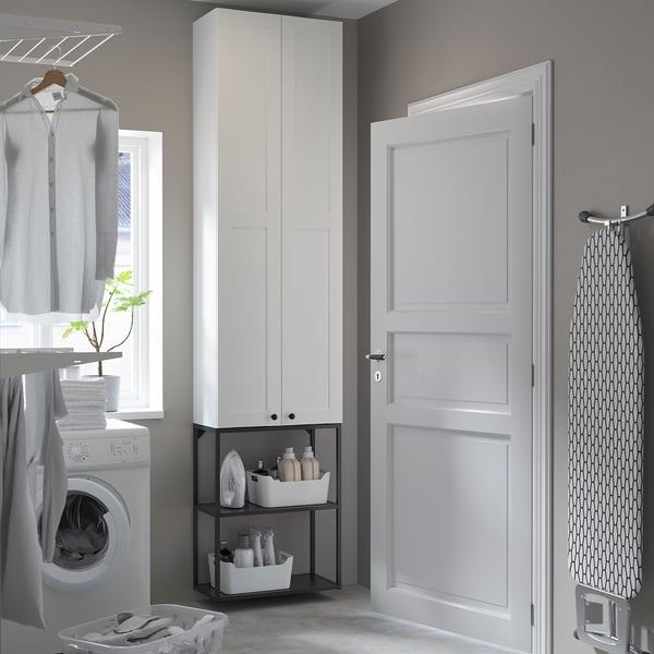 ENHET storage combination, anthracite/white frame