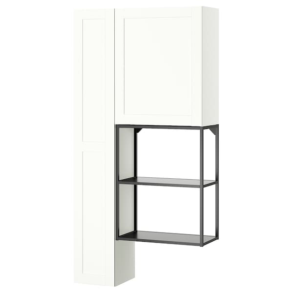 Ikea ENHET - Storage combination, anthracite/white frame, 90x32x180 cm