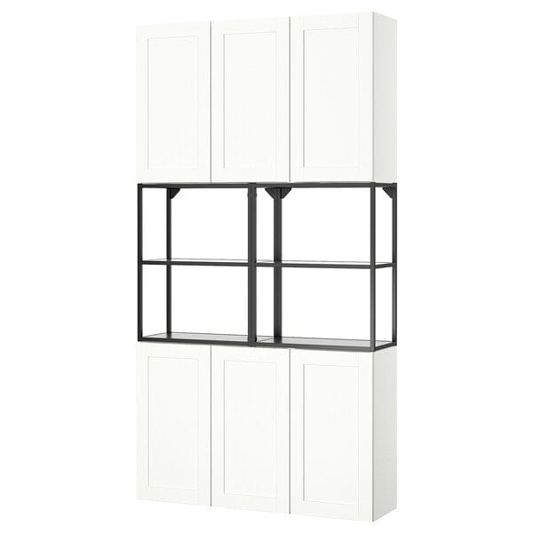 Ikea ENHET - Storage combination, anthracite/white frame, 120x32x225 cm