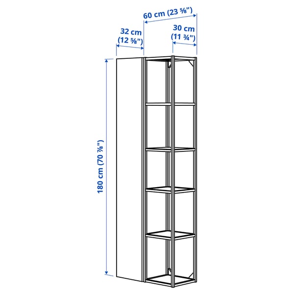 ENHET - ENHET Storage combination, anthracite/white frame, 60x32x180 cm