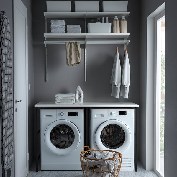 ENHET - Storage combination, anthracite/white laminate, 139x63.5x87.5 cm