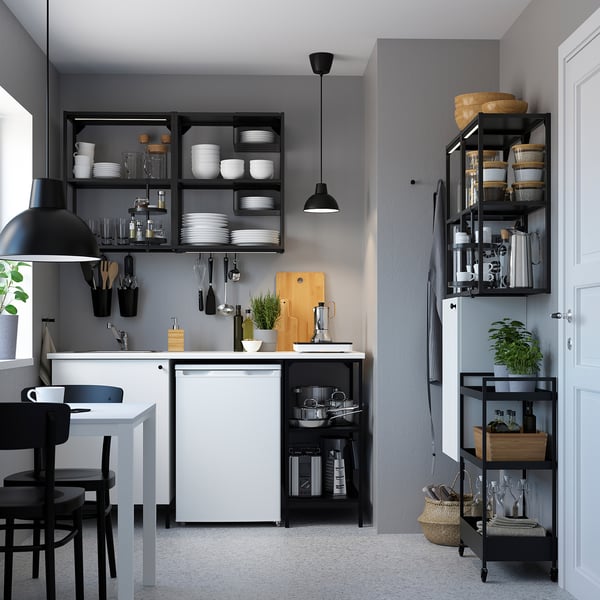 ENHET storage combination, anthracite/white, 80x32x150 cm