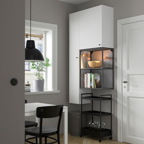 ENHET - Storage combination, anthracite/white, 90x32x180 cm