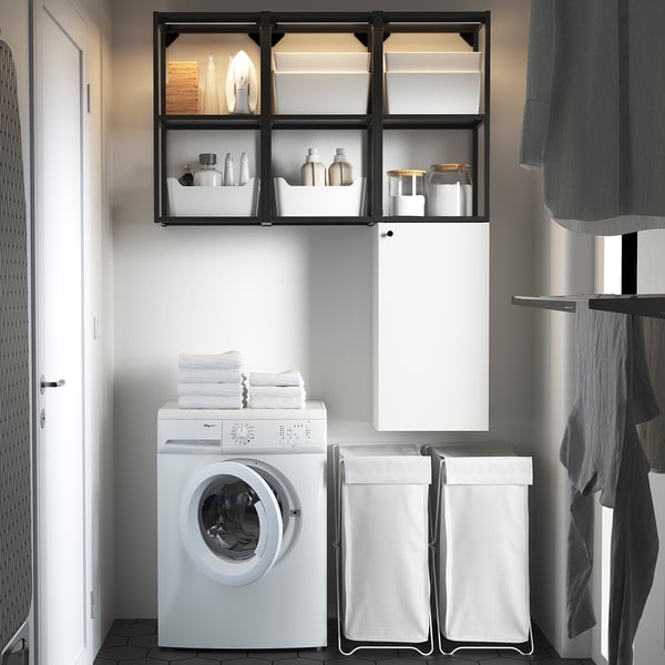 ENHET storage combination, anthracite/white, 120x32x150 cm