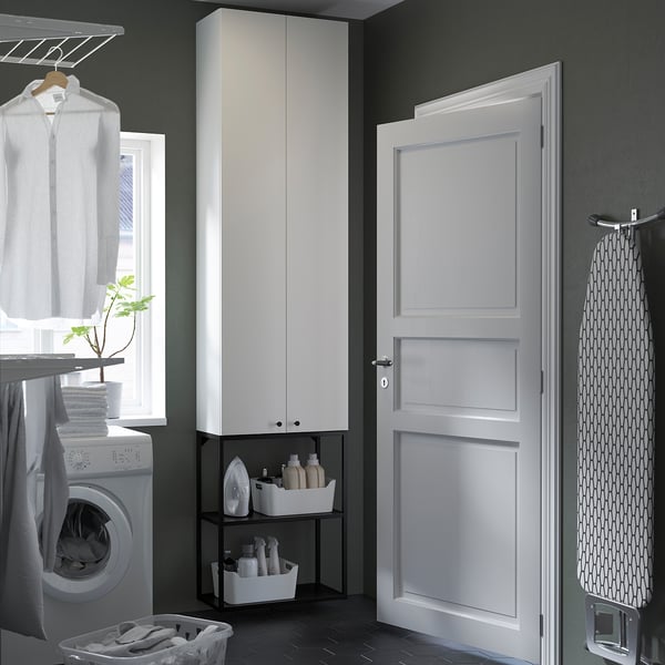 ENHET storage combination, anthracite/white, 60x32x255 cm