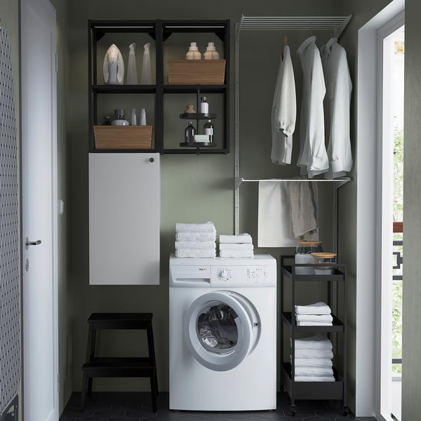 ENHET - Storage combination, anthracite/white, 80x32x150 cm