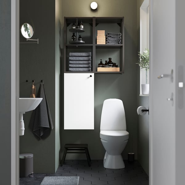 ENHET - Storage combination, anthracite/white, 80x32x150 cm