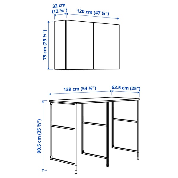 ENHET storage combination, anthracite/white, 139x63.5x90.5 cm