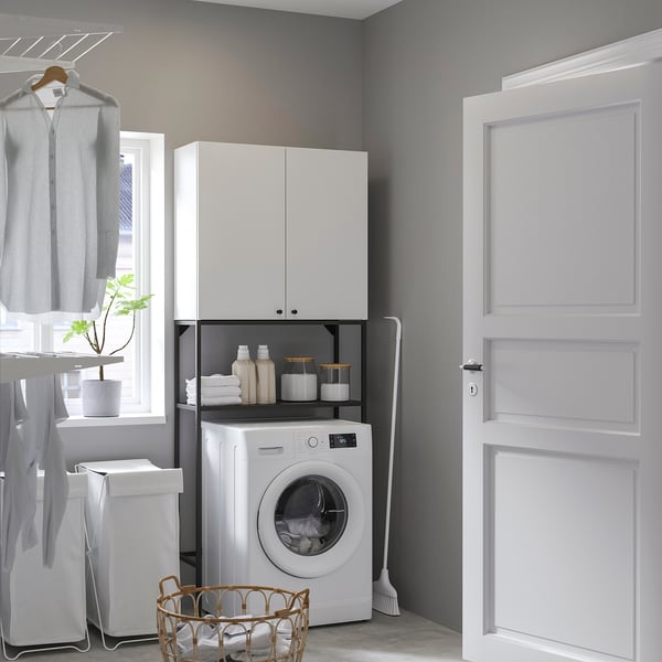 ENHET - ENHET Storage combination, anthracite/white, 80x32x204 cm